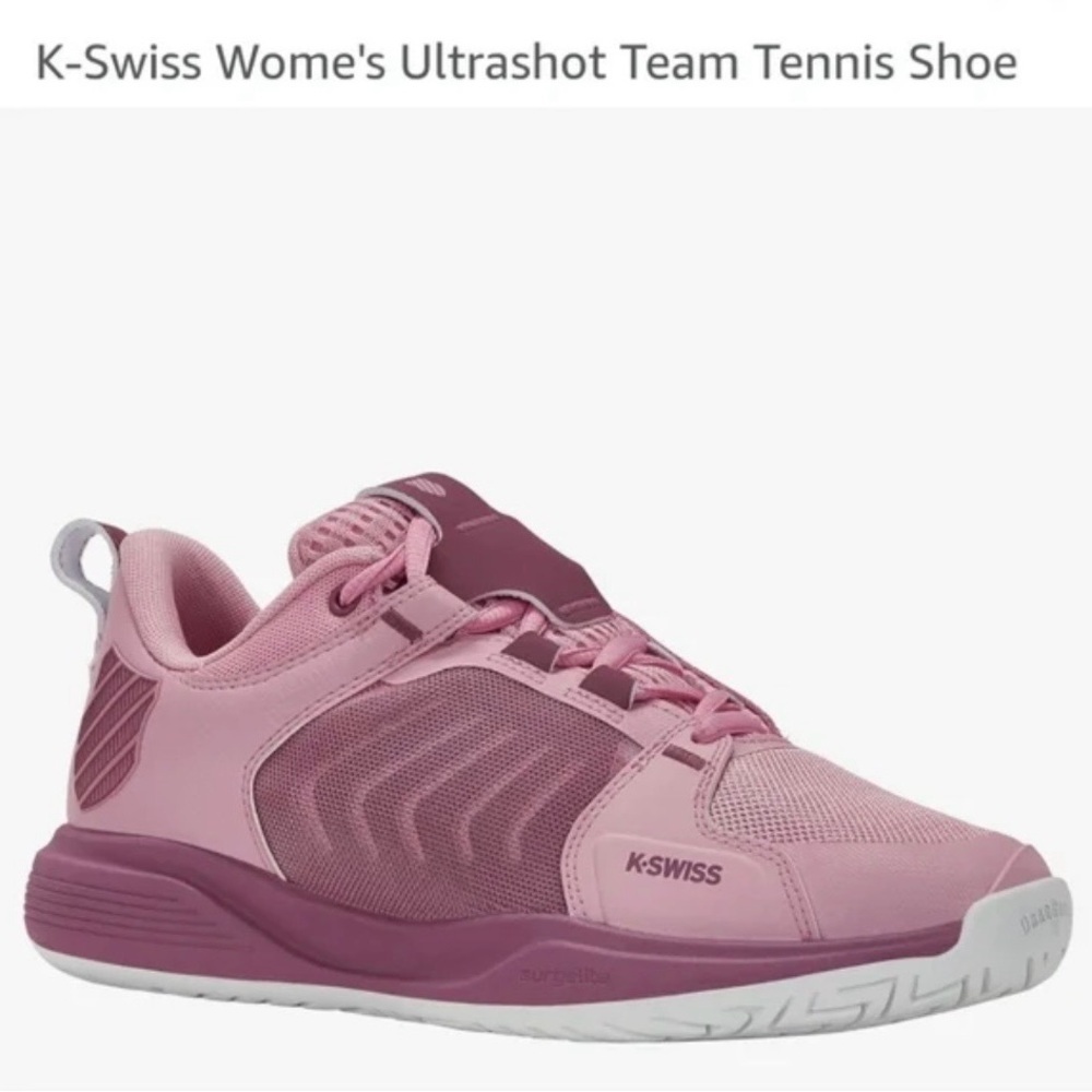 K-Swiss Women's Pink and Burgundy Tennis Shoes. Size 10